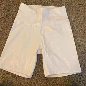Aritzia; TNA white metallic biker short